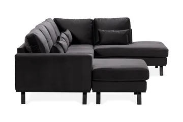 Copenhagen Compact 4-seters Høyrevendt U-formet Large Sofa med Divan og Sjeselong i Fløyel - Mørk grå - Møbler - Sofaer - Sofaer med sjeselong - 4 seters sofa med divan