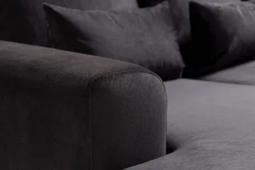 Copenhagen Compact 4-seters Høyrevendt U-formet Large Sofa med Divan og Sjeselong i Fløyel - Mørk grå - Møbler - Sofaer - Sofaer med sjeselong - 4 seters sofa med divan
