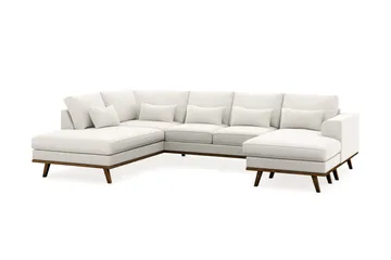 Copenhagen Compact 4-seters Venstrevendt U-formet Sofa med Divan og Sjeselong i Stoff - Lys grå - Møbler - Sofaer - Sofaer med sjeselong - 4 seters sofa med divan