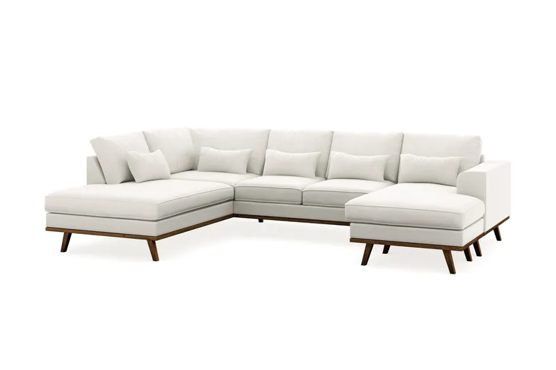 Copenhagen Compact 4-seters Venstrevendt U-formet Sofa med Divan og Sjeselong i Stoff - Lys grå - Møbler - Sofaer - Sofaer med sjeselong - 4 seters sofa med divan