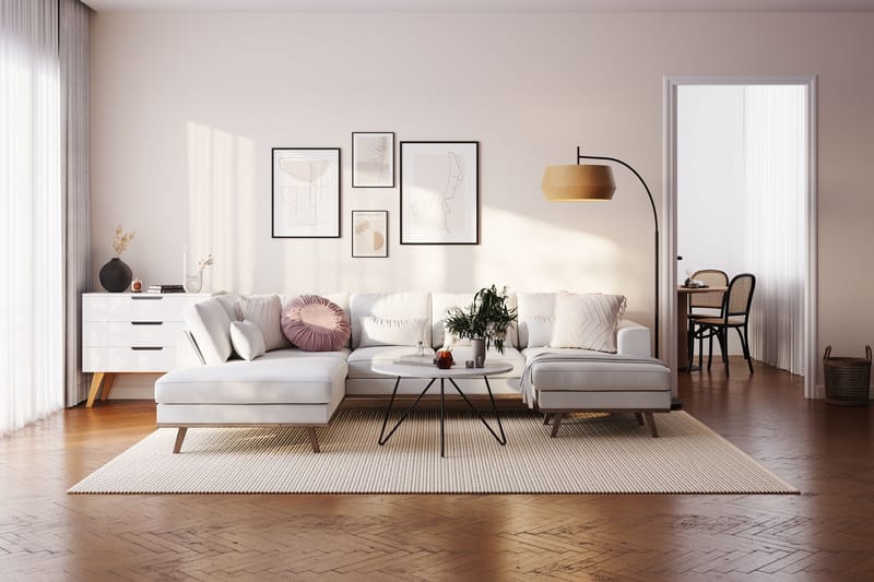 Copenhagen Compact 4-seters Venstrevendt U-formet Sofa med Divan og Sjeselong i Stoff - Lys grå - Møbler - Sofaer - Sofaer med sjeselong - 4 seters sofa med divan