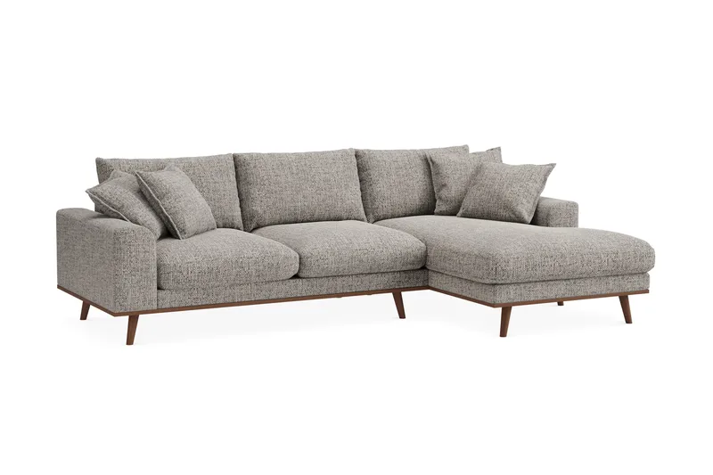 Copenhagen Premium 4-personers Højrevendt L-formet Dyb Divansofa i Chenille - Grå - Møbler - Sofaer - Sofaer med sjeselong - 4 seters sofa med divan