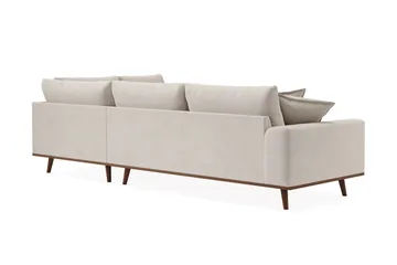 Copenhagen Premium 4-personers Højrevendt L-formet Dyb Chaiselongsofa i Stoff - Beige - Møbler - Sofaer - Sofaer med sjeselong - 4 seters sofa med divan