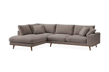 Copenhagen Premium 4-personers Venstrevendt L-formet Dyb Chaiselongsofa i Stoff - Brun - Møbler - Sofaer - Sofaer med sjeselong - 4 seters sofa med divan