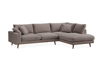 Copenhagen Premium 4-personers Højrevendt L-formet Dyb Chaiselongsofa i Stoff - Brun - Møbler - Sofaer - Sofaer med sjeselong - 4 seters sofa med divan