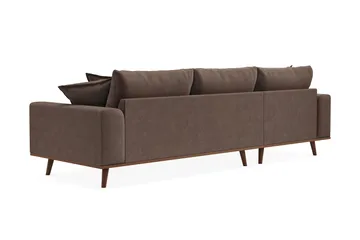 Copenhagen Premium 4-personers Venstrevendt L-formet Dyb Divansofa i Stoff - Mørkebrun - Møbler - Sofaer - Sofaer med sjeselong - 3 seters sofa med divan
