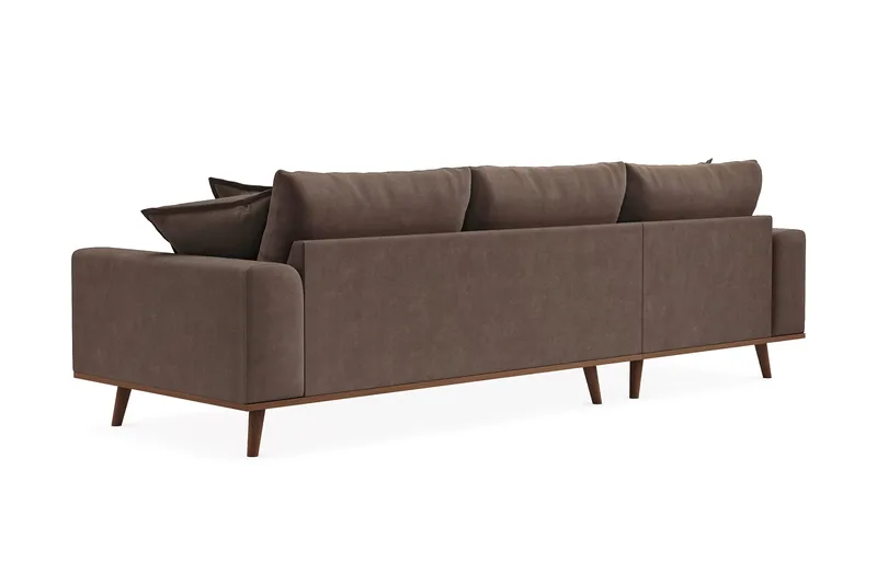 Copenhagen Premium 4-personers Venstrevendt L-formet Dyb Divansofa i Stoff - Mørkebrun - Møbler - Sofaer - Sofaer med sjeselong - 3 seters sofa med divan