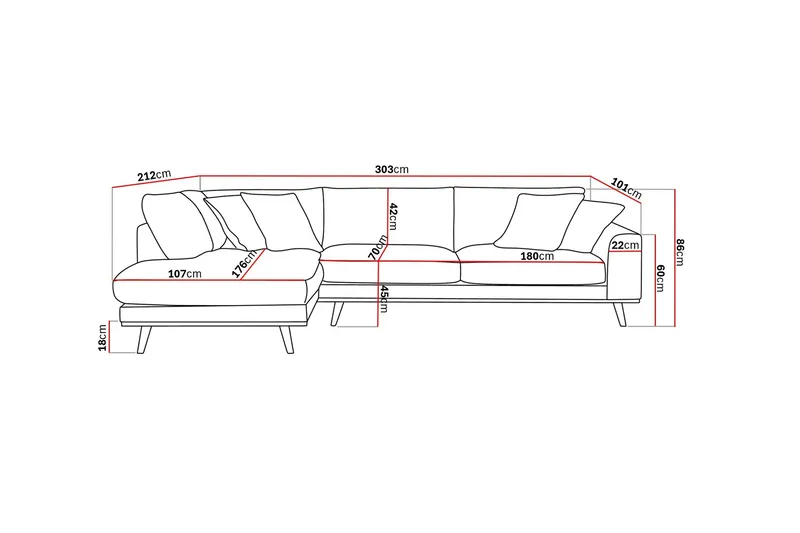 Copenhagen Premium 4-personers Venstrevendt L-formet Dyb Chaiselongsofa i Stoff - Brun - Møbler - Sofaer - Sofaer med sjeselong - 4 seters sofa med divan