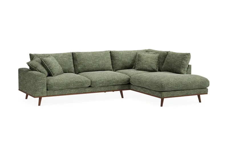 Copenhagen Premium 4-personers Højrevendt L-formet Dyb Chaiselongsofa i Chenille - Grøn - Møbler - Sofaer - Sofaer med sjeselong - 4 seters sofa med divan