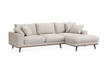 Copenhagen Premium 4-personers Højrevendt L-formet Dyb Divansofa i Stoff - Beige - Møbler - Sofaer - Sofaer med sjeselong - 3 seters sofa med divan