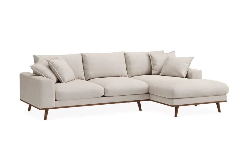 Copenhagen Premium 4-personers Højrevendt L-formet Dyb Divansofa i Stoff - Beige - Møbler - Sofaer - Sofaer med sjeselong - 3 seters sofa med divan