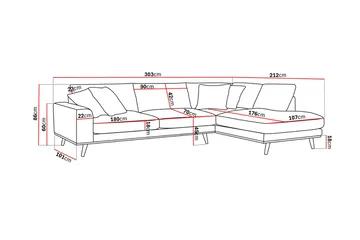 Copenhagen Premium 4-personers Højrevendt L-formet Dyb Chaiselongsofa i Stoff - Mørkebrun - Møbler - Sofaer - Sofaer med sjeselong - 4 seters sofa med divan