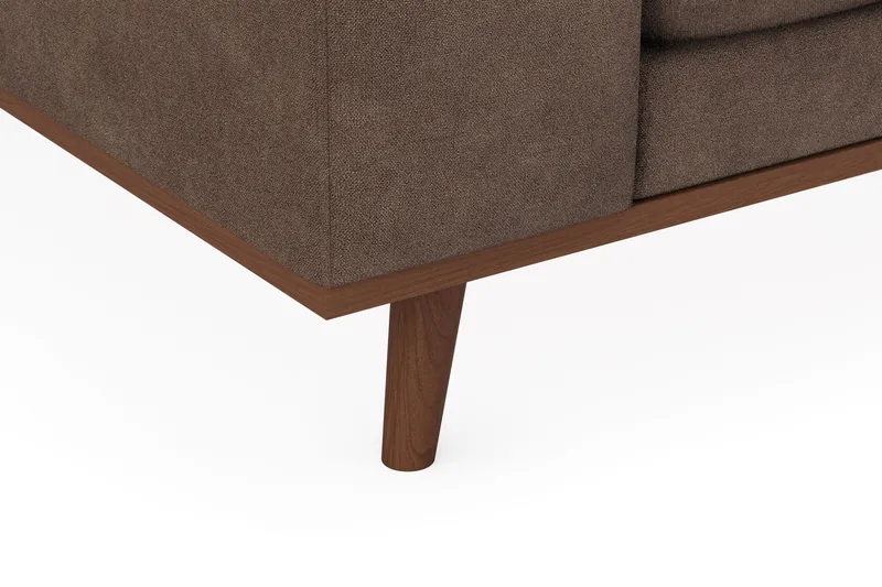 Copenhagen Premium 4-personers Højrevendt L-formet Dyb Chaiselongsofa i Stoff - Mørkebrun - Møbler - Sofaer - Sofaer med sjeselong - 4 seters sofa med divan