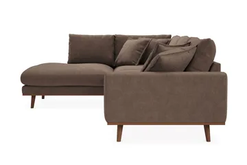 Copenhagen Premium 4-personers Venstrevendt L-formet Dyb Chaiselongsofa i Stoff - Mørkebrun - Møbler - Sofaer - Sofaer med sjeselong - 4 seters sofa med divan