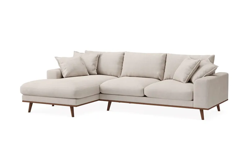 Copenhagen Premium 4-personers Venstrevendt L-formet Dyb Divansofa i Stoff - Beige - Møbler - Sofaer - Sofaer med sjeselong - 3 seters sofa med divan