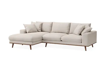 Copenhagen Premium 4-personers Venstrevendt L-formet Dyb Divansofa i Stoff - Beige - Møbler - Sofaer - Sofaer med sjeselong - 3 seters sofa med divan