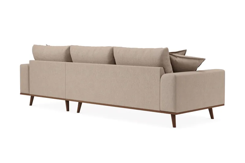 Copenhagen Premium 4-personers Højrevendt L-formet Dyb Divansofa i Stoff - Lyse brun - Møbler - Sofaer - Sofaer med sjeselong - 3 seters sofa med divan