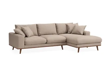Copenhagen Premium 4-personers Højrevendt L-formet Dyb Divansofa i Stoff - Lyse brun - Møbler - Sofaer - Sofaer med sjeselong - 3 seters sofa med divan