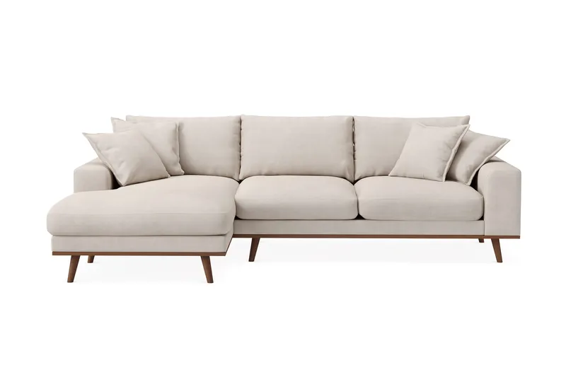 Copenhagen Premium 4-personers Venstrevendt L-formet Dyb Divansofa i Stoff, Beige