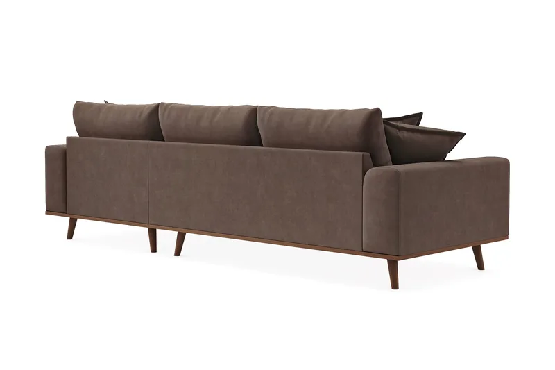 Copenhagen Premium 4-personers Højrevendt L-formet Dyb Divansofa i Stoff - Mørkebrun - Møbler - Sofaer - Sofaer med sjeselong - 3 seters sofa med divan