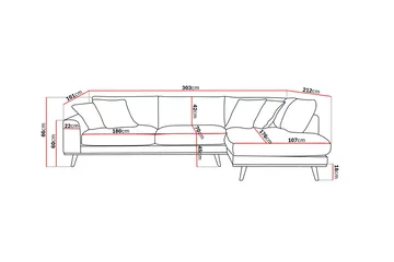 Copenhagen Premium 4-personers Højrevendt L-formet Dyb Chaiselongsofa i Stoff - Mørkebrun - Møbler - Sofaer - Sofaer med sjeselong - 4 seters sofa med divan