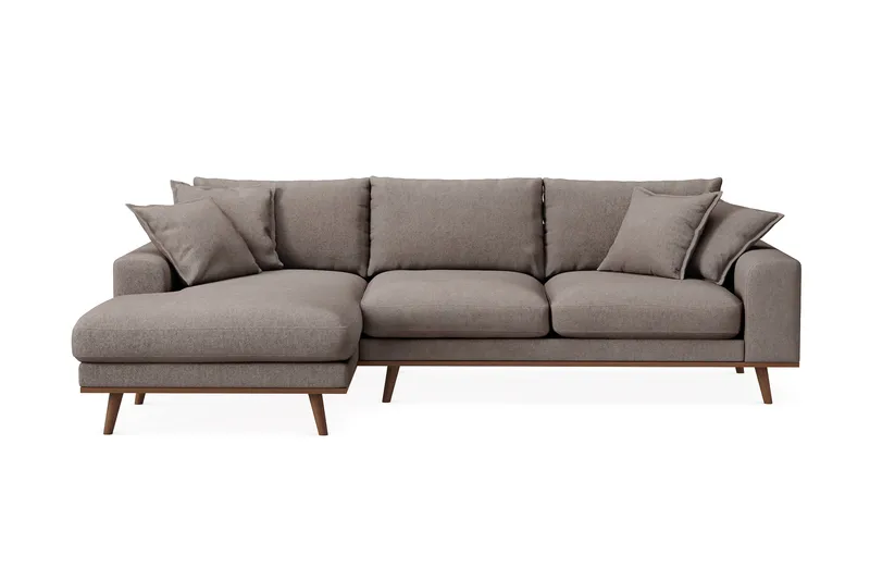 Copenhagen Premium 4-personers Venstrevendt L-formet Dyb Divansofa i Stoff - Brun - Møbler - Sofaer - Sofaer med sjeselong - 3 seters sofa med divan