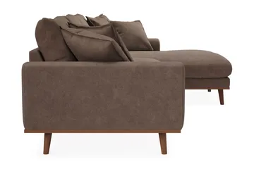 Copenhagen Premium 4-personers Højrevendt L-formet Dyb Divansofa i Stoff - Mørkebrun - Møbler - Sofaer - Sofaer med sjeselong - 3 seters sofa med divan
