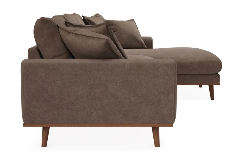 Copenhagen Premium 4-personers Højrevendt L-formet Dyb Divansofa i Stoff - Mørkebrun - Møbler - Sofaer - Sofaer med sjeselong - 3 seters sofa med divan
