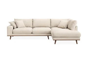 Copenhagen Premium 4-personers Højrevendt L-formet Dyb Chaiselongsofa i Chenille - Beige - Møbler - Sofaer - Sofaer med sjeselong - 4 seters sofa med divan