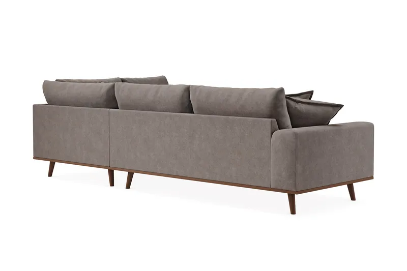 Copenhagen Premium 4-personers Højrevendt L-formet Dyb Chaiselongsofa i Stoff - Brun - Møbler - Sofaer - Sofaer med sjeselong - 4 seters sofa med divan