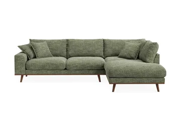 Copenhagen Premium 4-personers Højrevendt L-formet Dyb Chaiselongsofa i Chenille - Grøn - Møbler - Sofaer - Sofaer med sjeselong - 4 seters sofa med divan