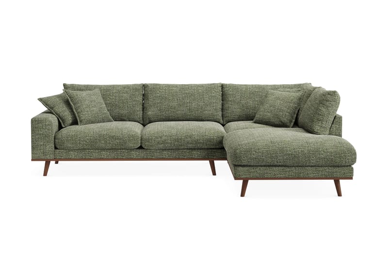 Copenhagen Premium 4-personers Højrevendt L-formet Dyb Chaiselongsofa i Chenille - Grøn - Møbler - Sofaer - Sofaer med sjeselong - 4 seters sofa med divan