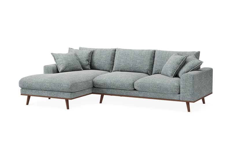 Copenhagen Premium 4-personers Venstrevendt L-formet Dyb Divansofa i Chenille - Grå/blå - Møbler - Sofaer - Sofaer med sjeselong - 4 seters sofa med divan