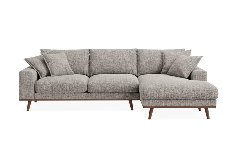 Copenhagen Premium 4-personers Højrevendt L-formet Dyb Divansofa i Chenille, Grå