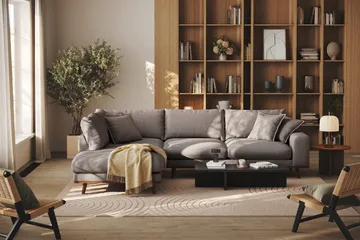Copenhagen Premium 4-personers Venstrevendt L-formet Dyb Chaiselongsofa i Stoff - Brun - Møbler - Sofaer - Sofaer med sjeselong - 4 seters sofa med divan