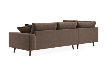 Copenhagen Premium 4-personers Venstrevendt L-formet Dyb Chaiselongsofa i Stoff - Mørkebrun - Møbler - Sofaer - Sofaer med sjeselong - 4 seters sofa med divan