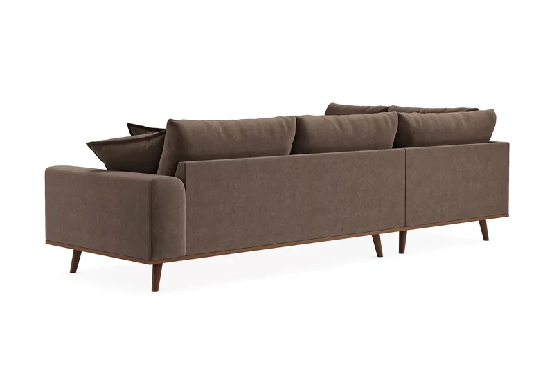 Copenhagen Premium 4-personers Venstrevendt L-formet Dyb Chaiselongsofa i Stoff - Mørkebrun - Møbler - Sofaer - Sofaer med sjeselong - 4 seters sofa med divan