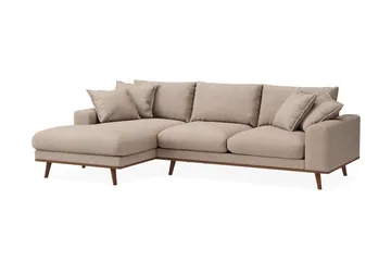 Copenhagen Premium 4-personers Venstrevendt L-formet Dyb Divansofa i Stoff - Lyse brun - Møbler - Sofaer - Sofaer med sjeselong - 3 seters sofa med divan