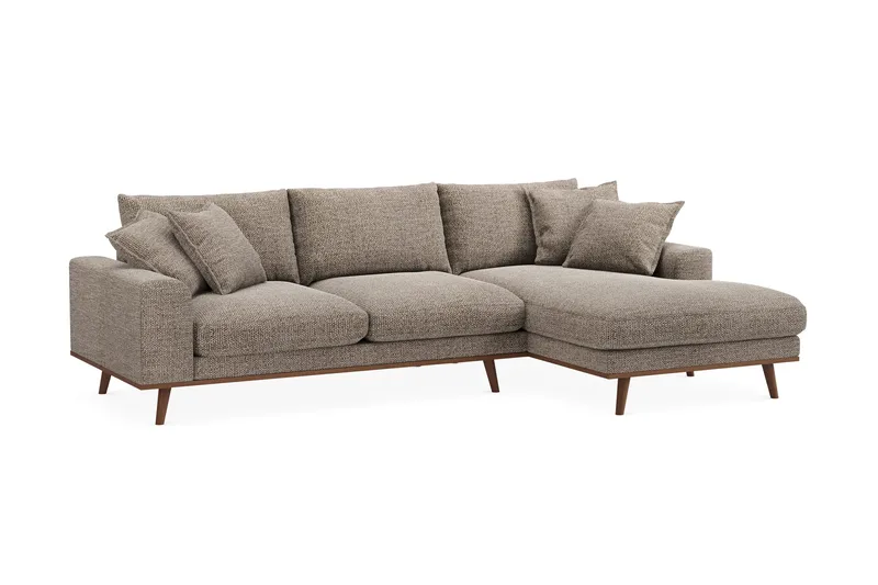 Copenhagen Premium 4-personers Højrevendt L-formet Dyb Divansofa i Chenille - Brun - Møbler - Sofaer - Sofaer med sjeselong - 4 seters sofa med divan