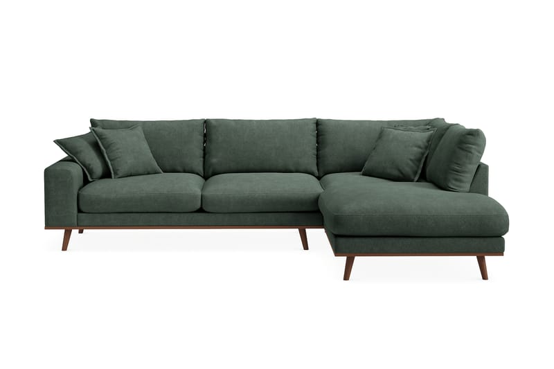 Copenhagen Premium 4-personers Højrevendt L-formet Dyb Chaiselongsofa i Stoff, Grön