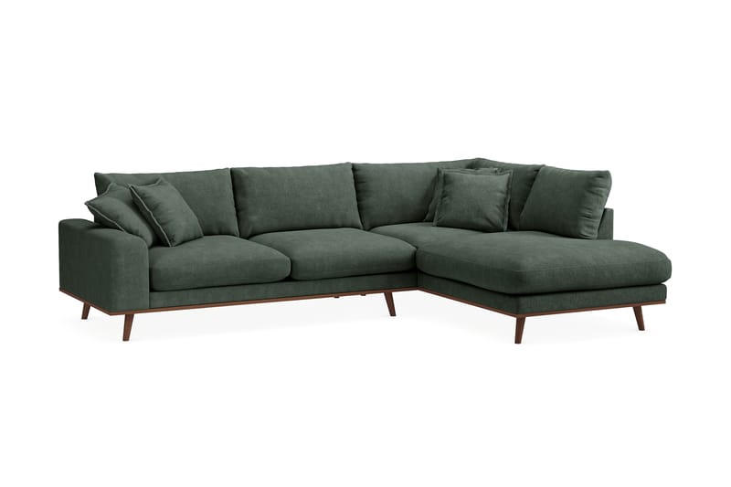 Copenhagen Premium 4-personers Højrevendt L-formet Dyb Chaiselongsofa i Stoff - Grön - Møbler - Sofaer - Sofaer med sjeselong - 4 seters sofa med divan