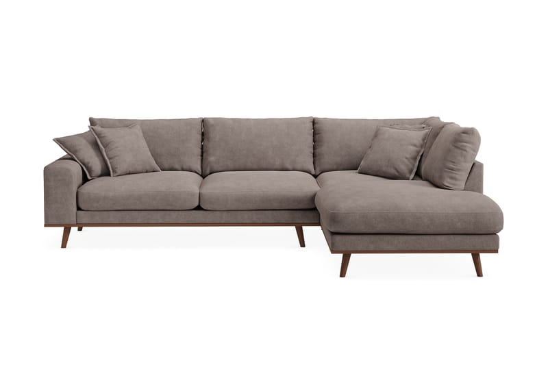 Copenhagen Premium 4-personers Højrevendt L-formet Dyb Chaiselongsofa i Stoff - Brun - Møbler - Sofaer - Sofaer med sjeselong - 4 seters sofa med divan