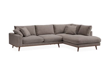 Copenhagen Premium 4-personers Højrevendt L-formet Dyb Chaiselongsofa i Stoff - Brun - Møbler - Sofaer - Sofaer med sjeselong - 4 seters sofa med divan