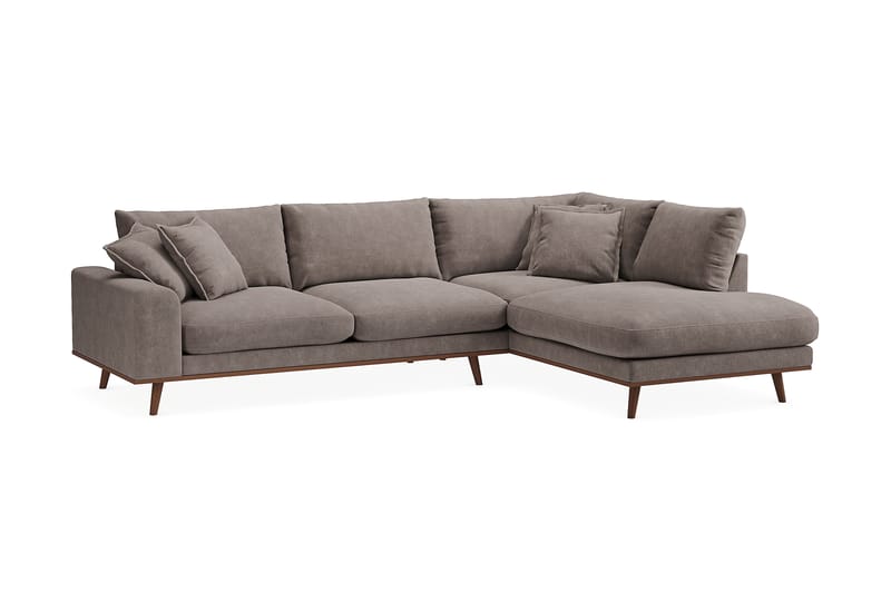 Copenhagen Premium 4-personers Højrevendt L-formet Dyb Chaiselongsofa i Stoff - Brun - Møbler - Sofaer - Sofaer med sjeselong - 4 seters sofa med divan