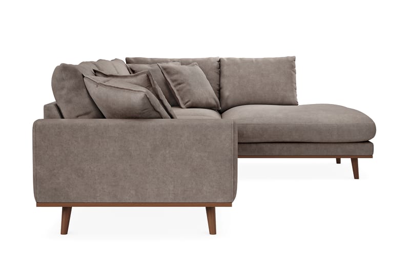 Copenhagen Premium 4-personers Højrevendt L-formet Dyb Chaiselongsofa i Stoff - Brun - Møbler - Sofaer - Sofaer med sjeselong - 4 seters sofa med divan