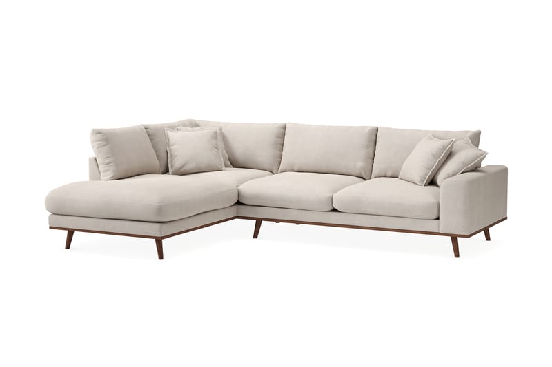 Copenhagen Premium 4-personers Venstrevendt L-formet Dyb Chaiselongsofa i Stoff - Beige - Møbler - Sofaer - Sofaer med sjeselong - 4 seters sofa med divan