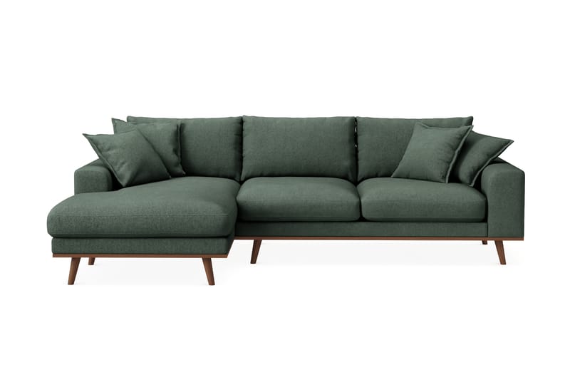 Copenhagen Premium 4-personers Venstrevendt L-formet Dyb Divansofa i Stoff, Grön