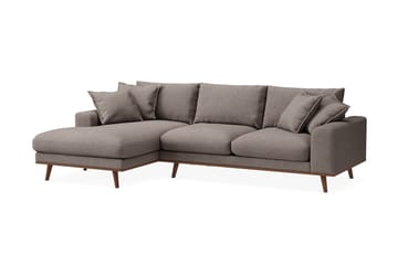 Copenhagen Premium 4-personers Venstrevendt L-formet Dyb Divansofa i Stoff - Brun - Møbler - Sofaer - Sofaer med sjeselong - 3 seters sofa med divan