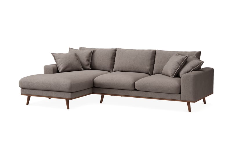 Copenhagen Premium 4-personers Venstrevendt L-formet Dyb Divansofa i Stoff - Brun - Møbler - Sofaer - Sofaer med sjeselong - 3 seters sofa med divan
