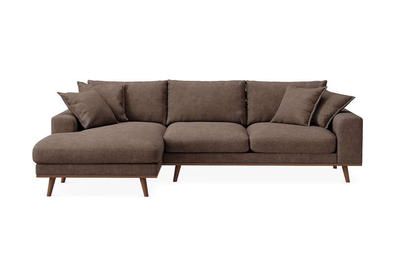 Copenhagen Premium 4-personers Venstrevendt L-formet Dyb Divansofa i Stoff - Mørkebrun - Møbler - Sofaer - Sofaer med sjeselong - 3 seters sofa med divan